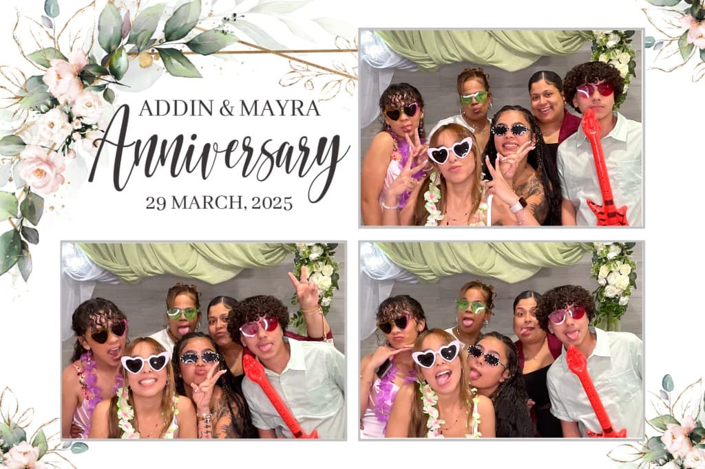 Anniversary celebration — friends photo booth collage